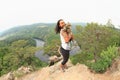 Girl hugging cat on view on river Vltava - Vyhlidka Maj Royalty Free Stock Photo