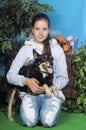 Girl hugging her dog Royalty Free Stock Photo