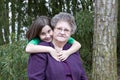 Girl hugging her Great Grandmother Royalty Free Stock Photo