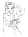 Girl hugging pregnant mother`s belly Royalty Free Stock Photo