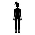 Girl. Human front side Silhouette. Isolated on White Background.