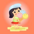 Girl ice cream Mascot cartoon great for any use. Vector EPS10. Royalty Free Stock Photo