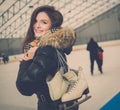 Girl on ice skating rink Royalty Free Stock Photo