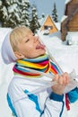 Girl with icicle Royalty Free Stock Photo