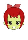 Girl illustration with shocked expression with red hair color