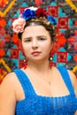 Girl in the image of Frida Kahlo Royalty Free Stock Photo