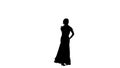 Girl an incendiary dance of Argentine flamenco. White background. Silhouette. Slow motion