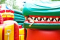 Girl in the inflatable entertainment park