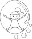Girl inside a bubble coloring page