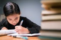 Girl intend to do homework Royalty Free Stock Photo