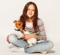 Girl with Jack Russell Terrier Royalty Free Stock Photo