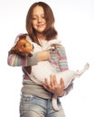 Girl with Jack Russell Terrier Royalty Free Stock Photo