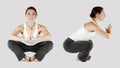 Girl in joga pose establish equilibrium Royalty Free Stock Photo