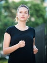 Girl jogging during outdoor workout