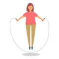 Girl jump rope icon cartoon vector. Fun sport run Royalty Free Stock Photo