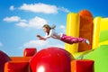 Girl Jumping on Castle Royalty Free Stock Photo