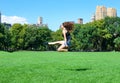 Girl jumping in Central park, New York Royalty Free Stock Photo