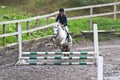 Girl jumping on a horse. Royalty Free Stock Photo