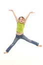 Girl jumping isolated on white background