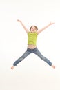 Girl jumping isolated on white background