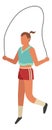 Girl jumping with skipping rope. Sport training exercise
