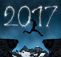 Girl jumps to the New Year 2017 Royalty Free Stock Photo