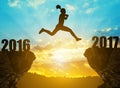 Girl jumps to the New Year 2017