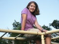 Girl on jungle gym Royalty Free Stock Photo