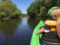 Girl in a kayak on Wieprza river, Poland Royalty Free Stock Photo