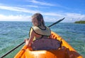 Girl kayaking in the caribbean Royalty Free Stock Photo