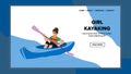 girl kayaking vector