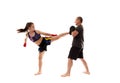 Kickboxing girl and her trainer Royalty Free Stock Photo