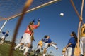 Girl Kicking Ball During Soccer Match