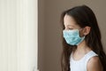 Girl kid epidemic flu medicine child medical mask Royalty Free Stock Photo