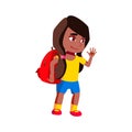 Girl Kid Going To School With Schoolbag Vector