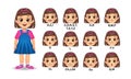 girl kid mouth animation and Alphabet pronunciation set
