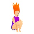 Girl kid pool jump icon, cartoon style Royalty Free Stock Photo