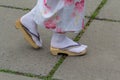 Girl in kimono and zori sandal