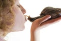 Girl kiss african Achatina snail