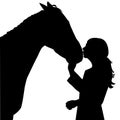 Girl kissing a horse Royalty Free Stock Photo