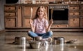 Girl in kitchen Royalty Free Stock Photo