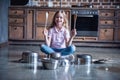 Girl in kitchen Royalty Free Stock Photo