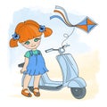 GIRL KITE Cartoon Vector Illustration Set