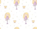 Girl kitten pattern Royalty Free Stock Photo