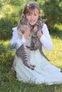 Girl with kittens Royalty Free Stock Photo