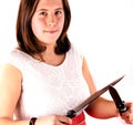 Girl with knife Royalty Free Stock Photo