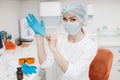 Girl lab technician at the clinic`s microbiology laboratory Royalty Free Stock Photo