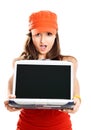 Girl with a laptop Royalty Free Stock Photo