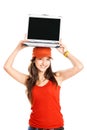 Girl with a laptop Royalty Free Stock Photo