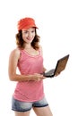 Girl with a laptop Royalty Free Stock Photo